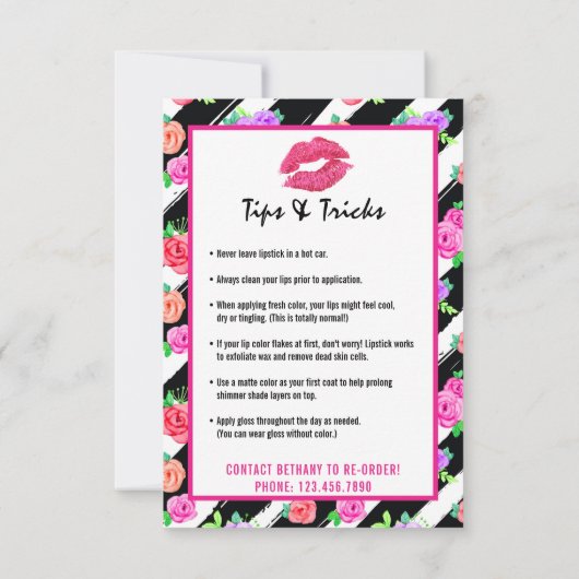 Lipstick Distributor Application / Tips Card (Back)