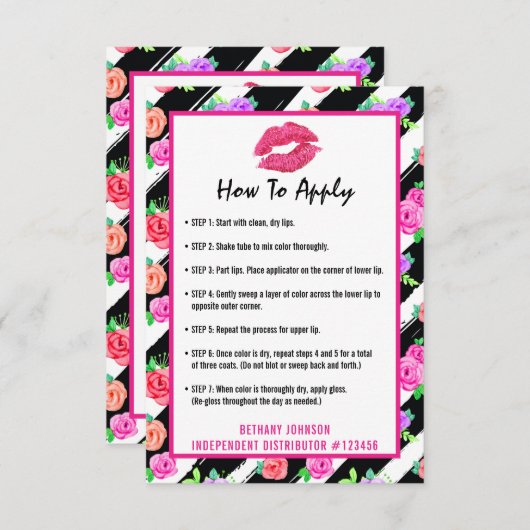 Lipstick Distributor Application / Tips Card (Front/Back)