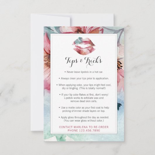 Lipstick Distributor Application / Tips Card (Back)