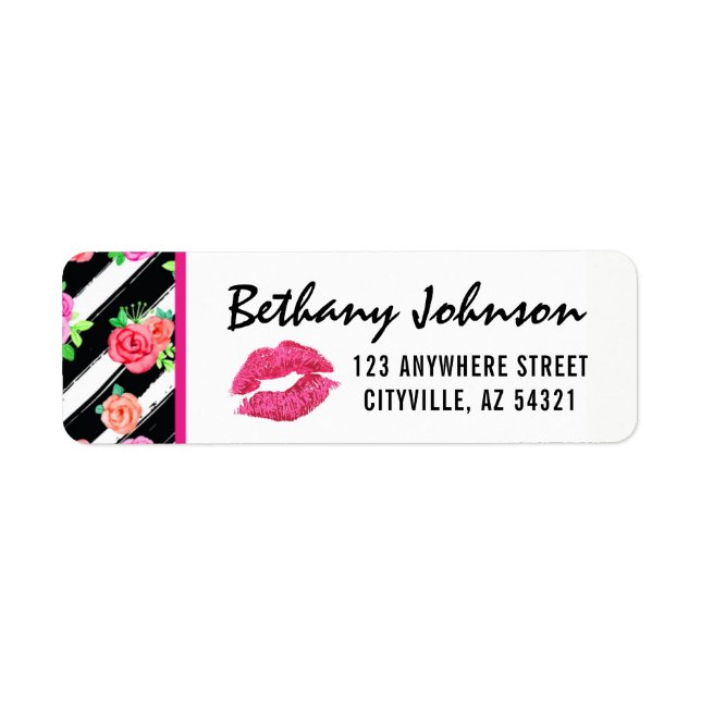 Lipstick Distributor Glam Rose Lip Return Address Label (Front)
