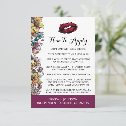 Lipstick Distributor How To Apply Application Card (Standing Front)