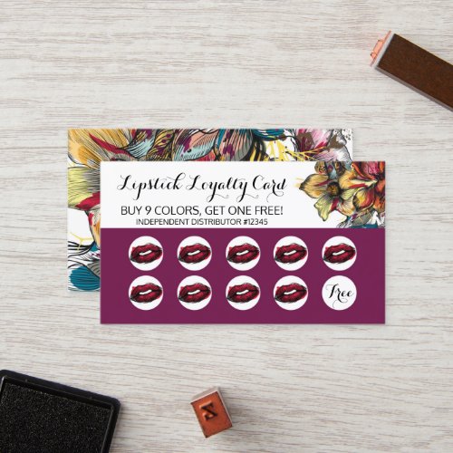 Lipstick Distributor Loyalty Punch Card Plain Back