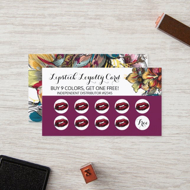 Lipstick Distributor Loyalty Punch Card Plain Back (Front/Back In Situ)
