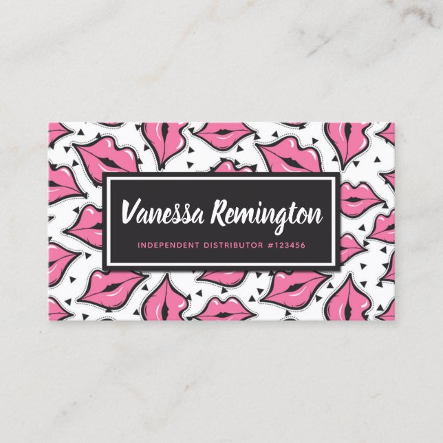 Lipstick Distributor Loyalty Stamp Pink Lips Kiss (Front)