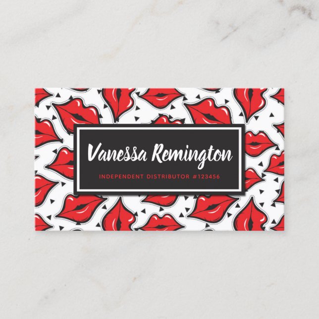 Lipstick Distributor Loyalty Stamp Red Lips Kiss Card (Front)