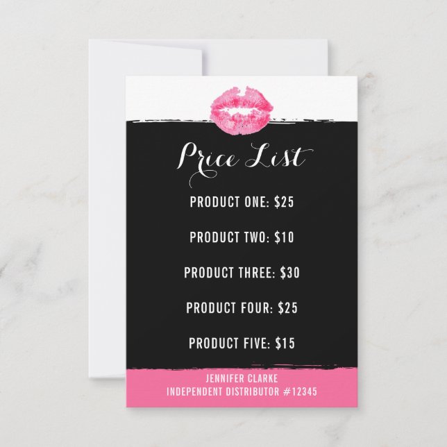 Lipstick Distributor Marketing Price List Card (Front)