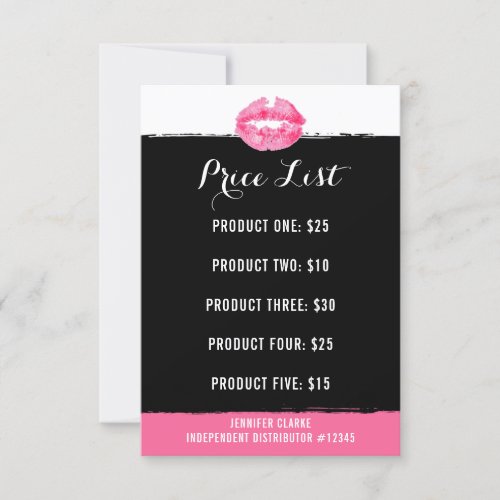 Lipstick Distributor Marketing Price List Card