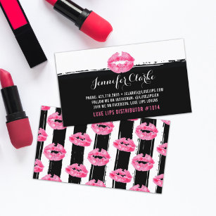 Lipstick Distributor Pink Lips Kiss Plain Back Business Card
