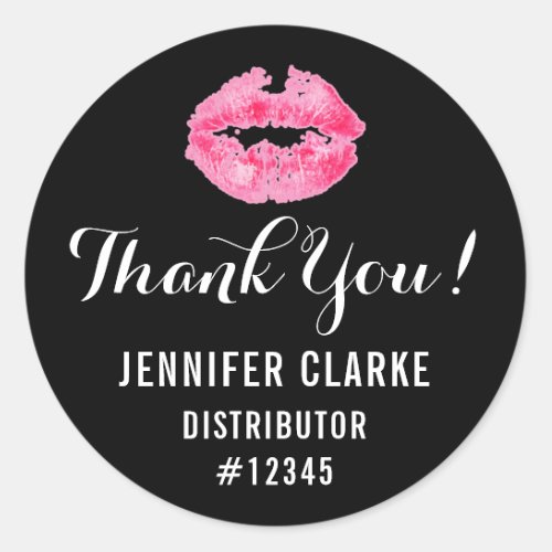 Lipstick Distributor Pink Lips Kiss Thank You Classic Round Sticker