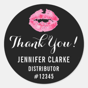 Lipstick Distributor Pink Lips Kiss Thank You Classic Round Sticker
