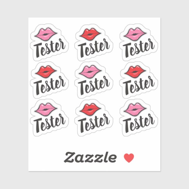Lipstick Distributor Pink & Red Kiss Tester Tube Sticker (Sheet)