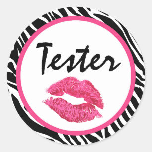 Lipstick Distributor Product Tester Zebra Kiss Classic Round Sticker