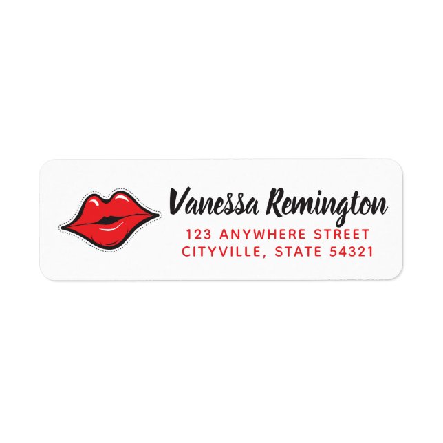 Lipstick Distributor Red Kiss Return Address Label (Front)