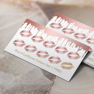Lipstick Distributor Rose Gold Lips Beauty Salon Loyalty Card