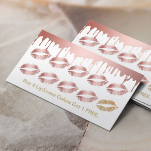 Lipstick Distributor Rose Gold Lips Beauty Salon  Loyalty Card