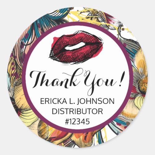 Lipstick Distributor Thank You Labels Kiss Sticker