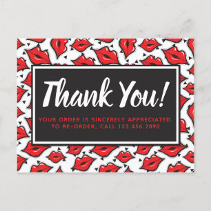 Lipstick Distributor Thank You Red Lips Kiss Postcard