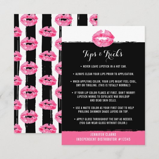 Lipstick Distributor Tips & Tricks Pink Kiss Card (Front/Back)