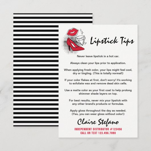 Lipstick Distributor Tips & Tricks Product Card (Front/Back)