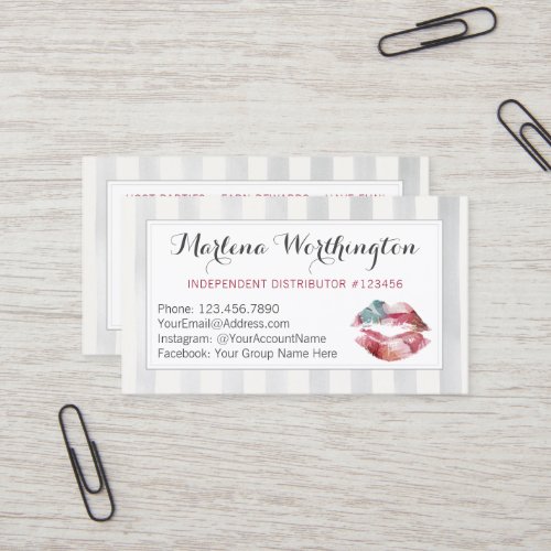 Lipstick Distributor Watercolor Kiss Join My Team Business Card