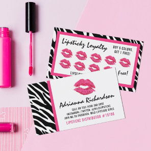 Lipstick Distributor Zebra Kiss Lips Loyalty Punch Card