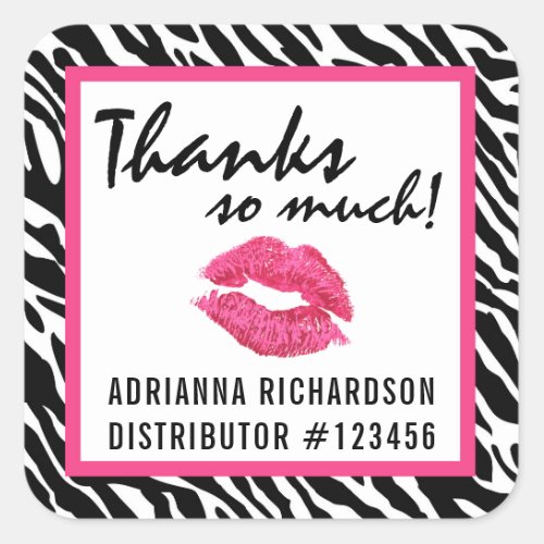 Lipstick Distributor Zebra Kiss Thank You Label