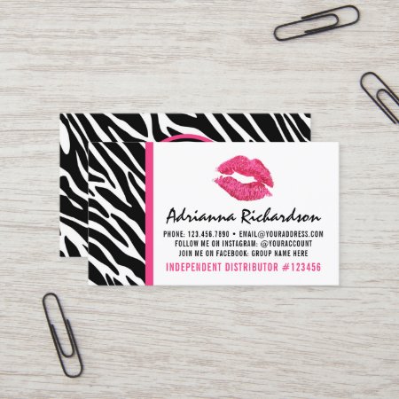 Lipstick Distributor Zebra Pink Kiss Plain Back Business Card