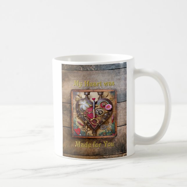 Lipstick Flowers Heart Steampunk Series Coffee Mug (Right)