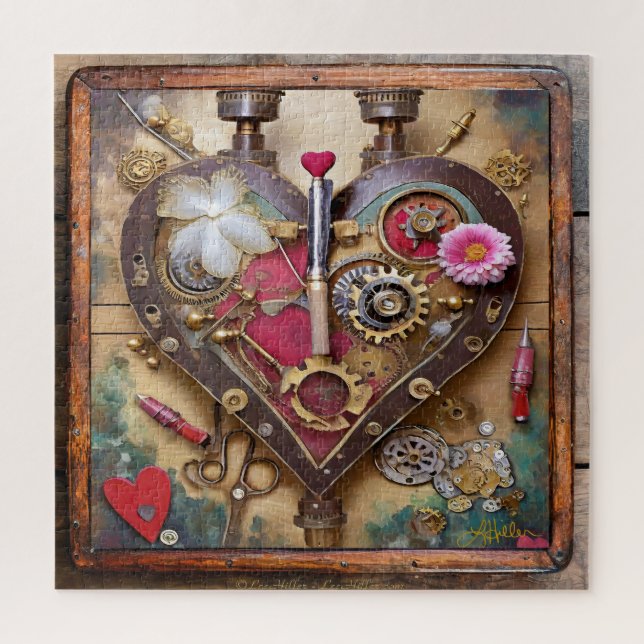 Lipstick Flowers Heart Steampunk Series Jigsaw Puzzle (Vertical)