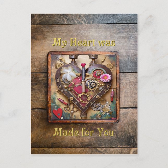 Lipstick Flowers Heart Steampunk Series Postcard (Front)