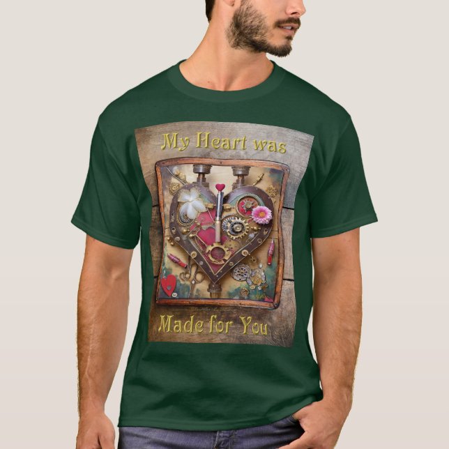 Lipstick Flowers Heart Steampunk Series T-Shirt (Front)