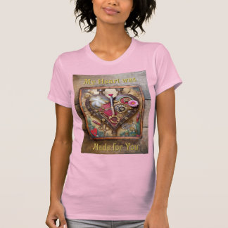 Lipstick Flowers Heart Steampunk Series T-Shirt