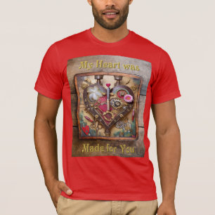 Lipstick Flowers Heart Steampunk Series T-Shirt