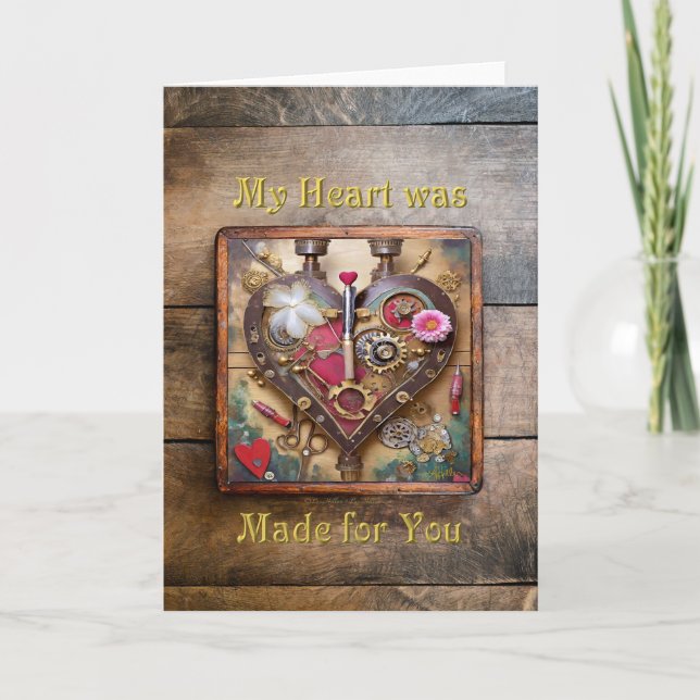 Lipstick Flowers Heart Steampunk Series Thank You Card (Front)