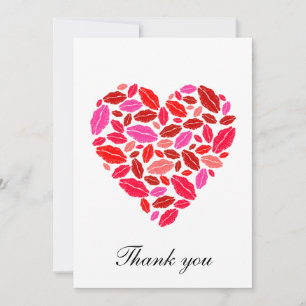 Lipstick heart - thank you note card