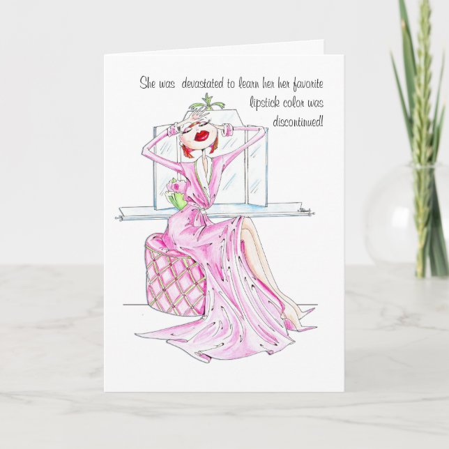 Lipstick is Discontinued friendship card (Front)