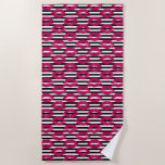 Lipstick Kiss B&amp;W Striped Pattern Beach Towel