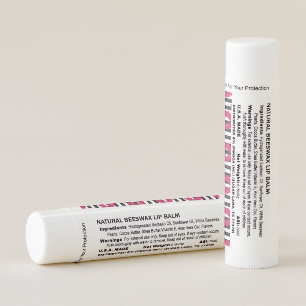 Disover Lipstick Kiss B&W Striped Pattern Lip Balm