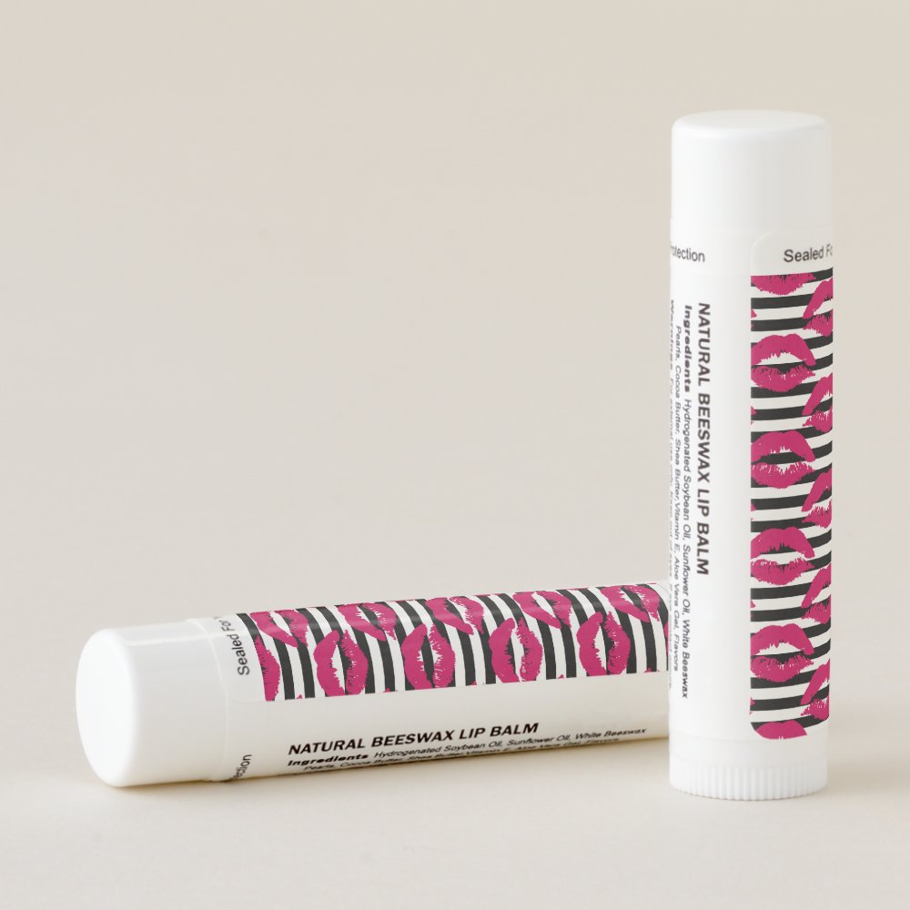 Disover Lipstick Kiss B&W Striped Pattern Lip Balm
