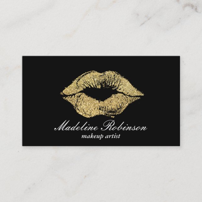 Lipstick Kiss | Gold 2 Business Card (Front)
