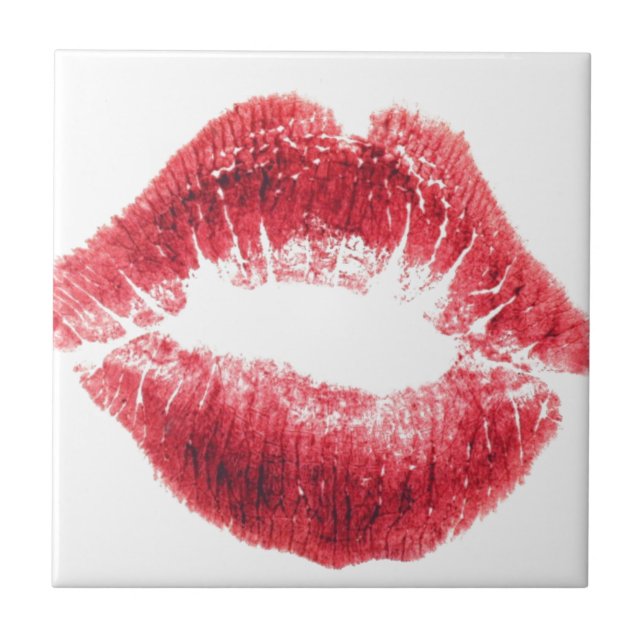 Lipstick Kiss - Lips Ceramic Tile (Front)