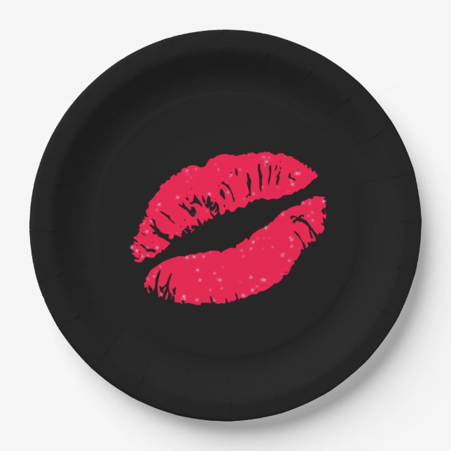 Lipstick Kiss Paper Plates (Front)