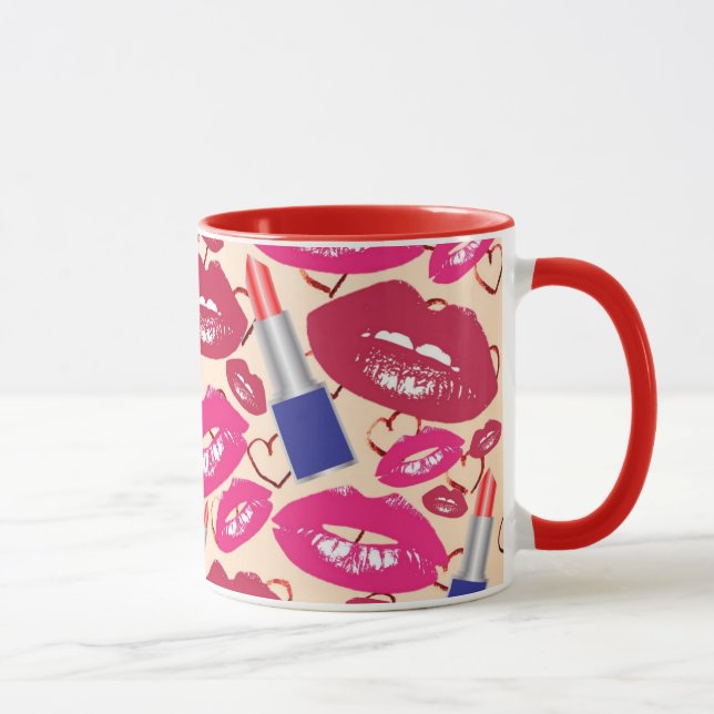 Lipstick Kiss Pattern Mug (Right)