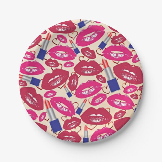Lipstick Kiss Pattern Paper Plate