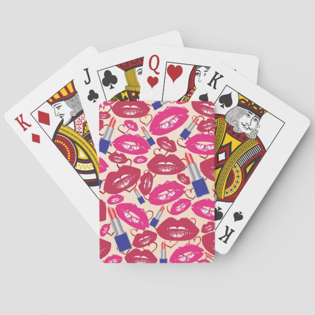 Lipstick Kiss Pattern Poker Cards (Back)