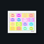 Lipstick KISS Pop Art Gallery Wrapped Canvas<br><div class="desc">A Bevy of Pop Art Style KISSES,  Lipstick Kisses! Lips in a rainbow of colors on a Gallery Wrapped Canvas - Ready to hang,  no frame needed! Perfect for a girls bedroom,  a bathroom or a little home decor kitsch! Choose your background color and pick your size!</div>