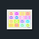 Lipstick KISS Pop Art Gallery Wrapped Canvas<br><div class="desc">A Bevy of Pop Art Style KISSES,  Lipstick Kisses! Lips in a rainbow of colors on a Gallery Wrapped Canvas - Ready to hang,  no frame needed! Perfect for a girls bedroom,  a bathroom or a little home decor kitsch! Choose your background color and pick your size!</div>