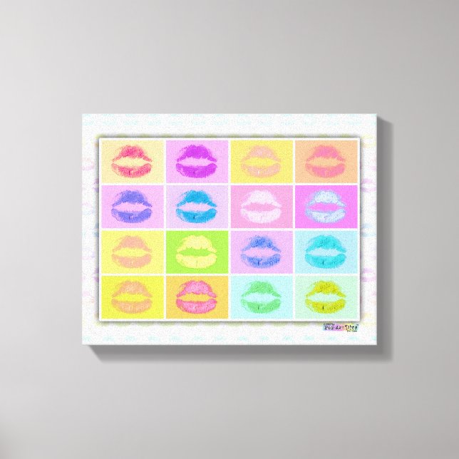 Lipstick KISS Pop Art Gallery Wrapped Canvas (Front)