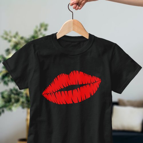 Lipstick Kiss Red Lips Womens T_Shirt