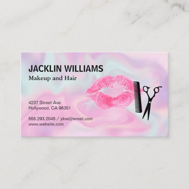 Lipstick Kiss Salon Scissors | Pastel Liquid Blend Loyalty Card (Front)